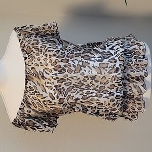 Leopard Animal Print Sheer Top on/off shoulder